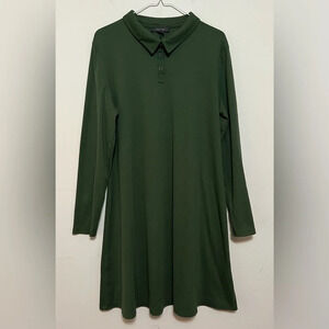 Primark women’s ribbed long sleeve polo shirt dress. Green Size 14  O1